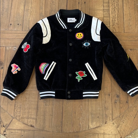 Lola + the boys all about the patch varsity bomber jacket girls 6 black - Picture 2 of 9